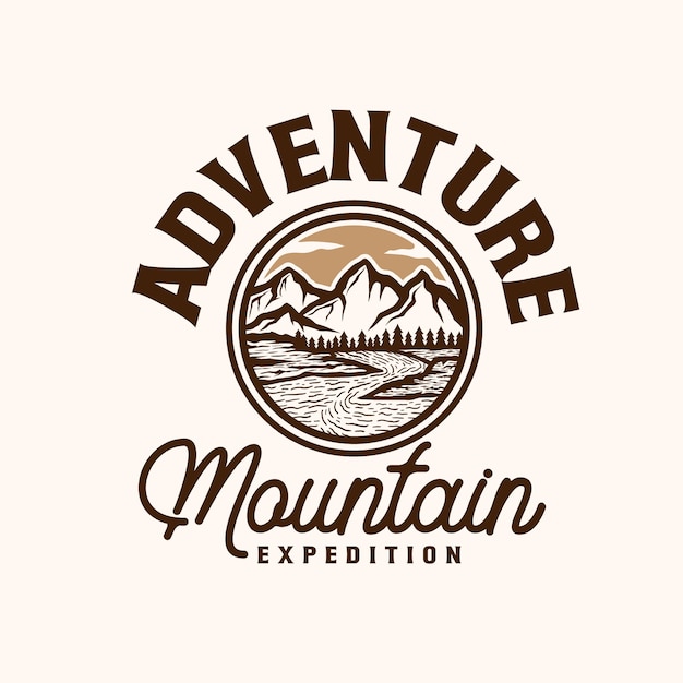 Premium Vector | Mountain adventure emblem logo template