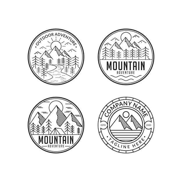 Download Free Mountain Adventure Line Art Vintage Style Logo Design Set Template Use our free logo maker to create a logo and build your brand. Put your logo on business cards, promotional products, or your website for brand visibility.