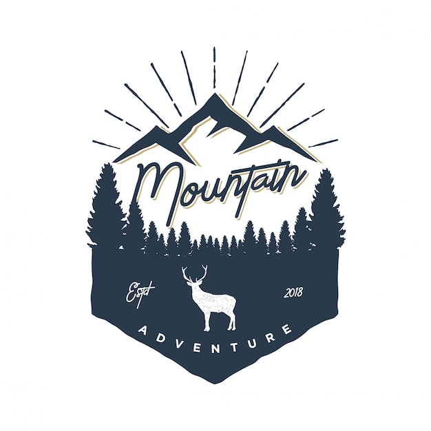 Mountain adventure logo vintage Vector | Premium Download