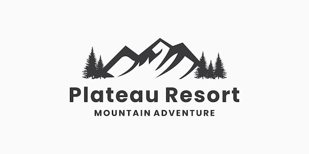 Premium Vector | Mountain adventure, plateau resort, logo design symbol