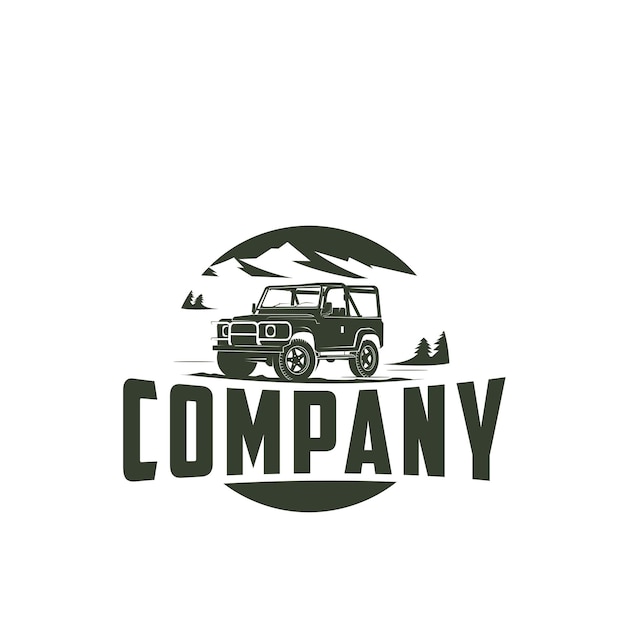 Premium Vector | Mountain car logo design silhouette