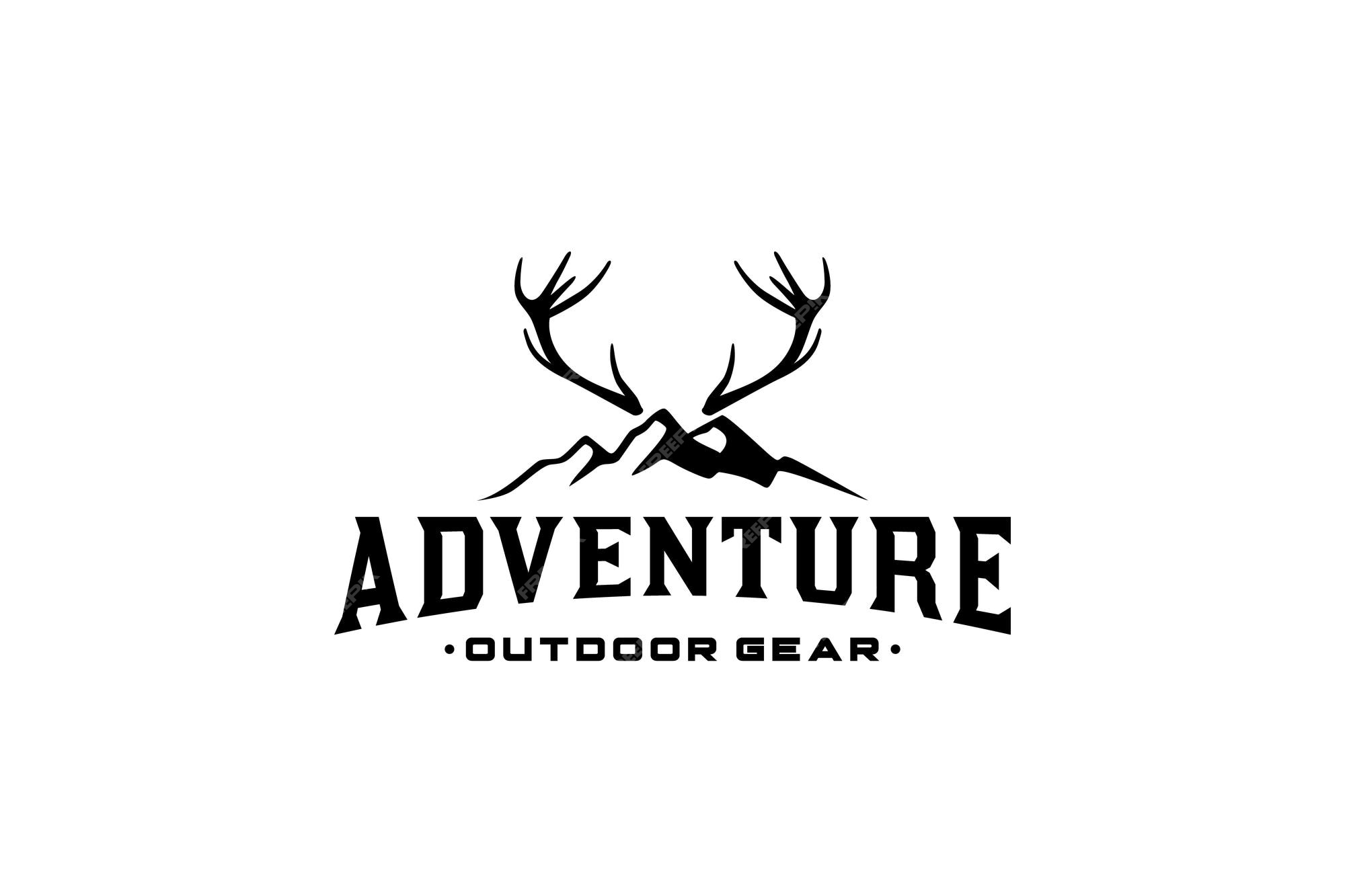 Premium Vector | Mountain and deer antler logo for adventure outdoor ...