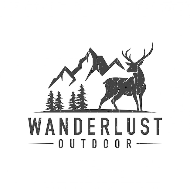 Mountain deer logo Premium Vector