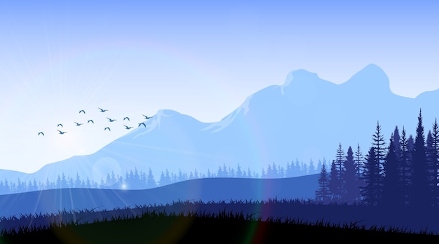 Download Mountain forest background | Premium Vector