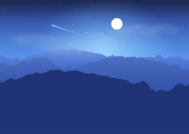 Mountain landscape at night