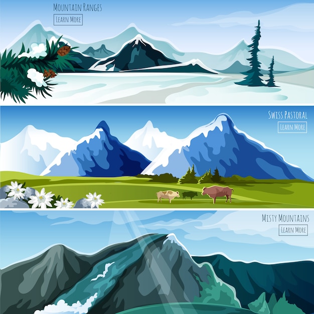 Mountain Landscapes Banner Set