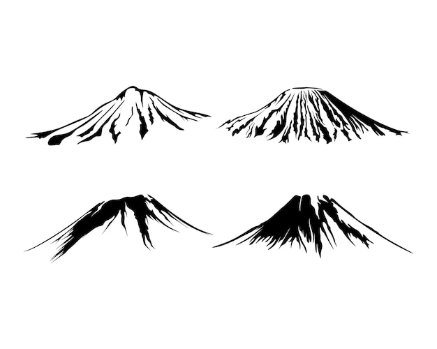 山のロゴデザインベクトルシルエットイラスト プレミアムベクター