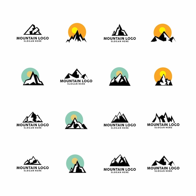 Premium Vector | Mountain logo set collection