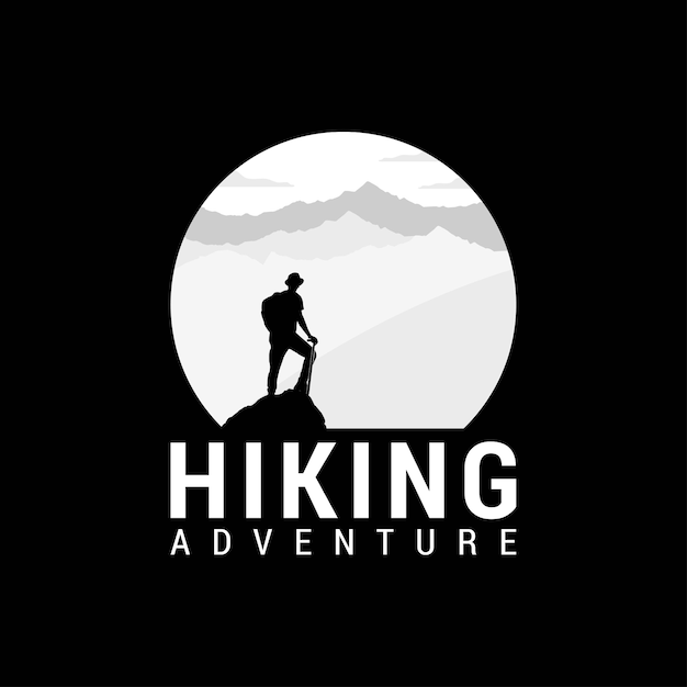 Premium Vector | Mountain logo with camping and hiking