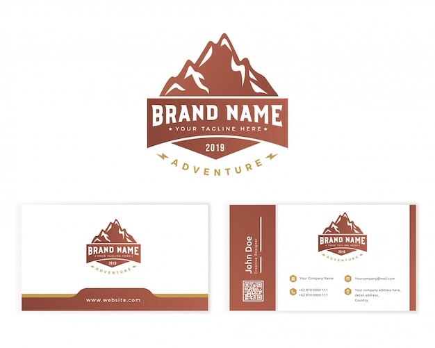 Download Free Mountain Logo With Stationery Business Card Premium Vector Use our free logo maker to create a logo and build your brand. Put your logo on business cards, promotional products, or your website for brand visibility.