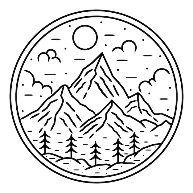 Premium Vector | Mountain monolione outdoor logo design