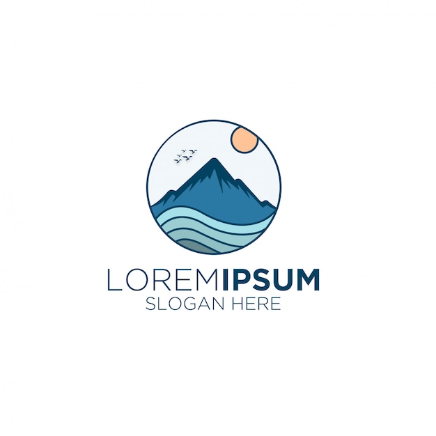 Mountain ocean modern logo | Premium Vector