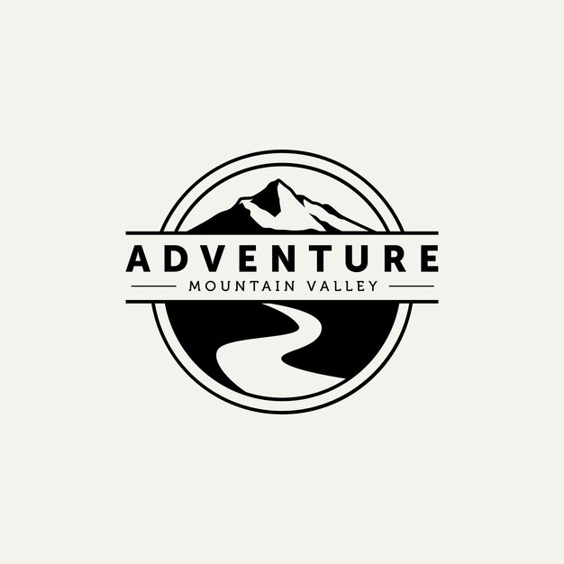 Premium Vector Mountain And River Logo Badge Vector Design