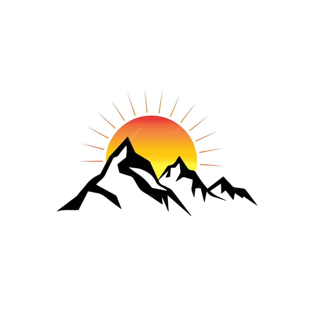 Premium Vector | Mountain sun logo