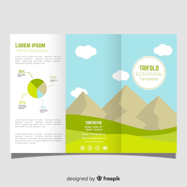 Download Free Vector Mountain Trifold Brochure Template Yellowimages Mockups