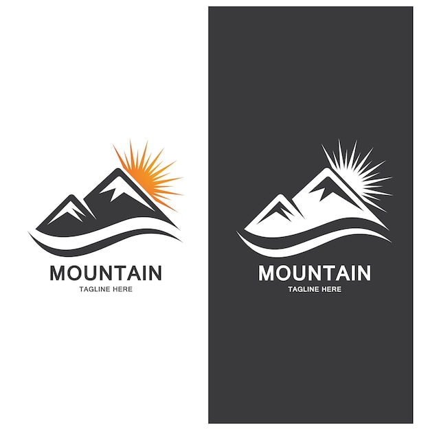 Premium Vector | Mountain and wave logo landscape icons template