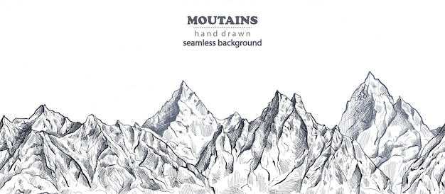 Premium Vector | Mountains hand drawn background