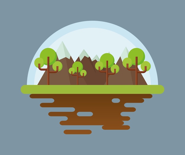 Mountains landscape with trees | Premium Vector