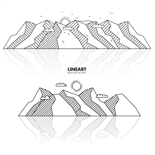 Premium Vector | Mountains lineart illustration