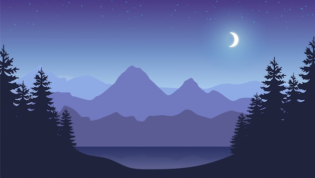 Mountains night background. smokey rocky panorama with mountains and ...