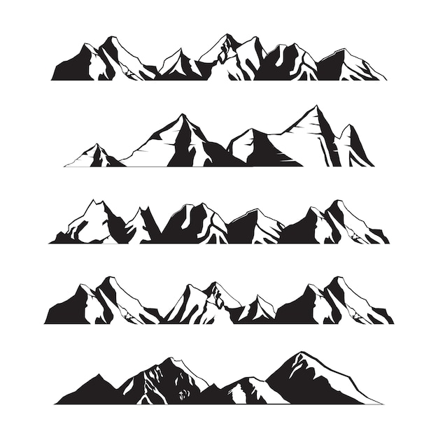 Premium Vector | Mountains silhouette landscape in ...