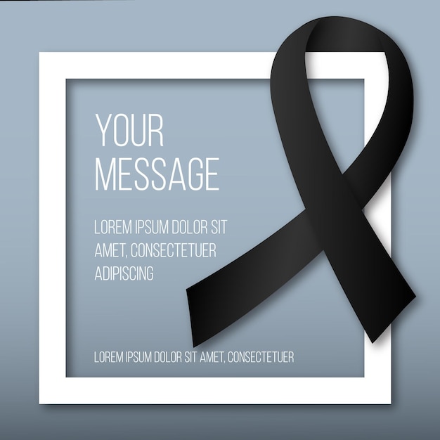 Mourning ribbon with frame | Free Vector