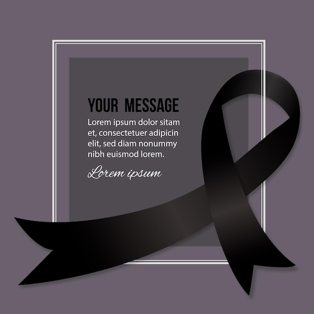 Free Vector | Mourning symbol black ribbon and frame