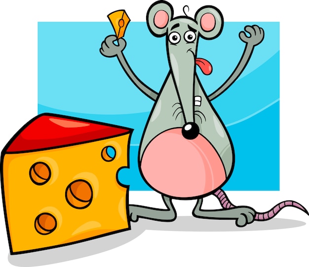 Premium Vector | Mouse With Cheese Cartoon Illustration