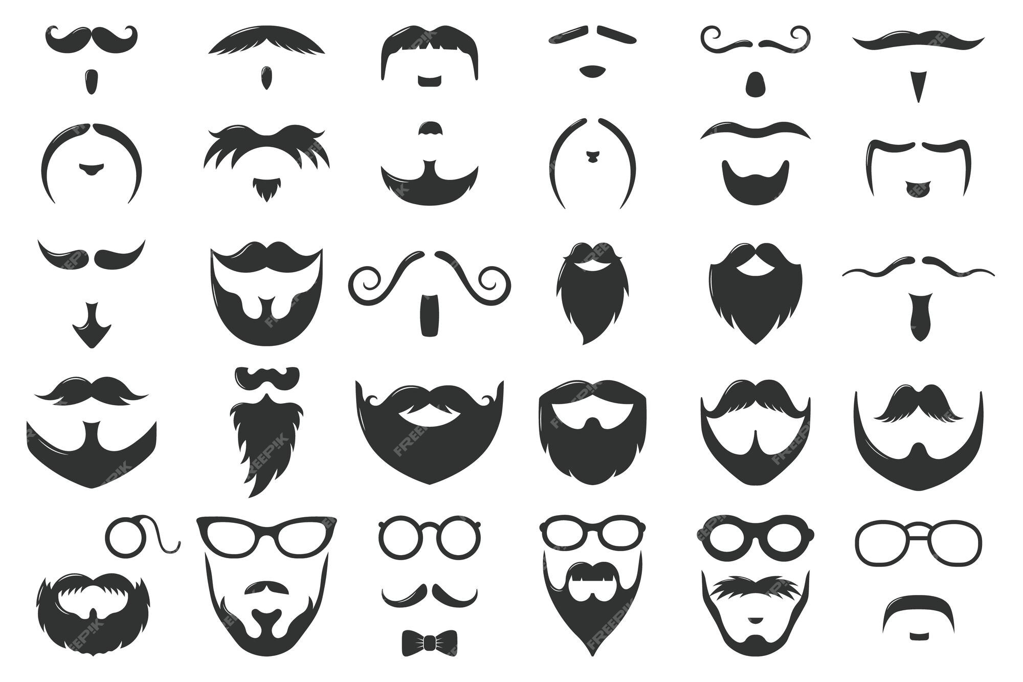 Premium Vector | Moustaches and beards. vintage hipster moustache ...