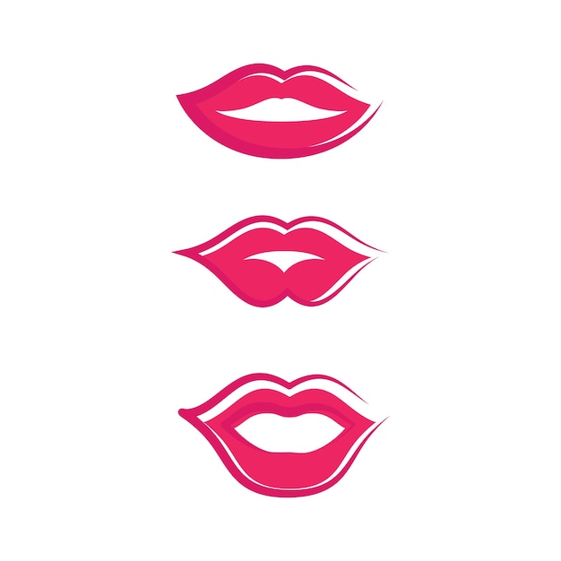 口笑顔赤セクシーな女性の唇のイラストデザイン プレミアムベクター