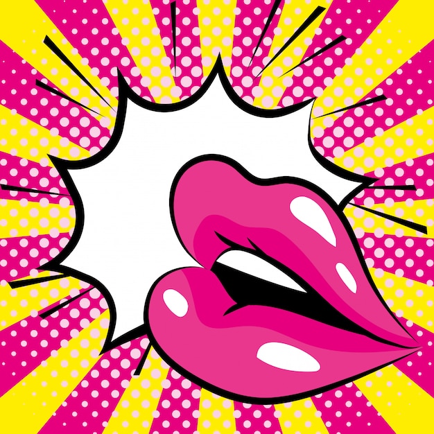 Premium Vector | Mouth woman pop art cartoon