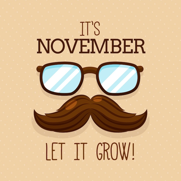 Free Vector | Movember background with mustache and glasses