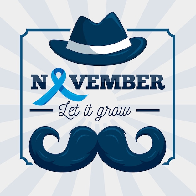 Movember and moustache with ribbon Vector | Free Download