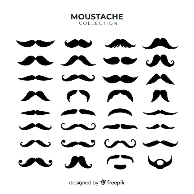 Movember mustache pack collection in flat design Vector | Free Download