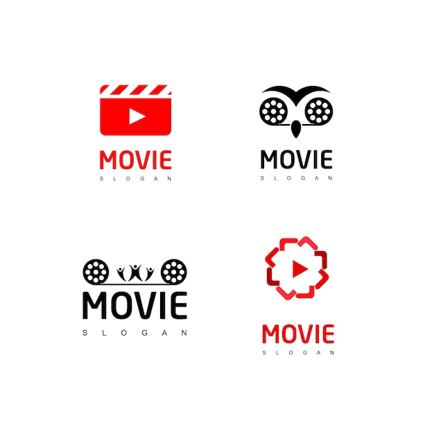 Movie logo set Premium Vector