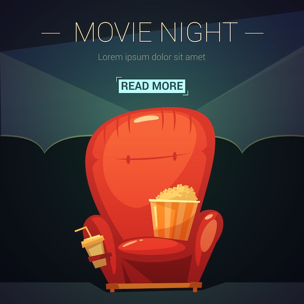 Download Movie night cartoon illustration Vector | Free Download