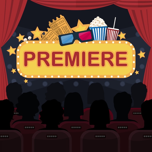 Premium Vector | Movie premiere flat concept creative concept illustration