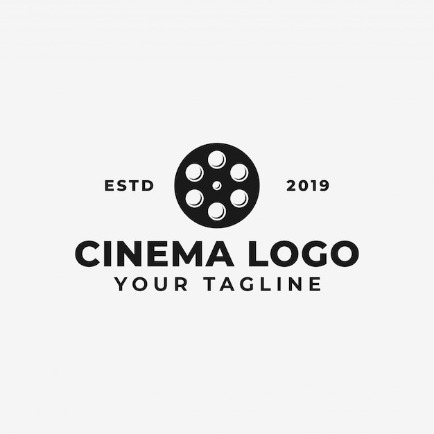 Movie reel, cinema, film production logo template Premium Vector