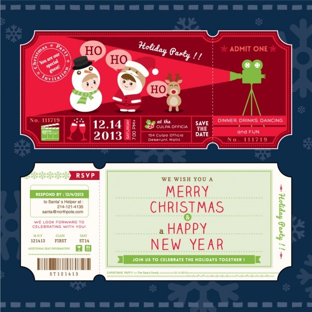 Movie tickets, christmas Vector Free Download