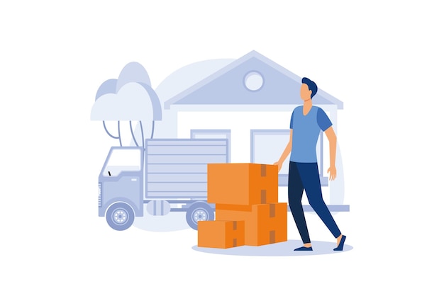 Premium Vector | Moving house service flat modern design illustration