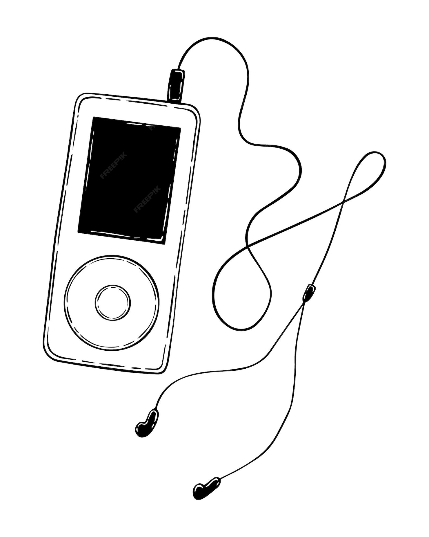 Premium Vector | Mp3 player with headphones for listening to music ...