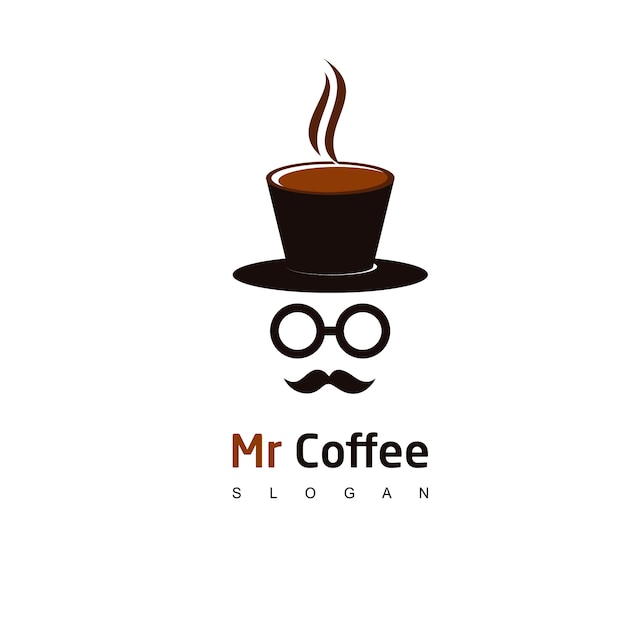Mr coffee logo  cafe  icon design Vector Premium Download
