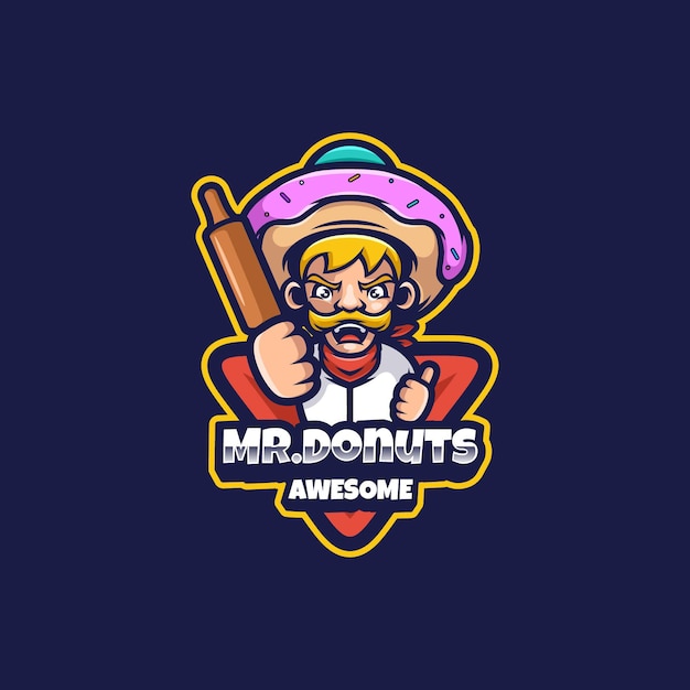 Premium Vector | Mr donuts logo mascot