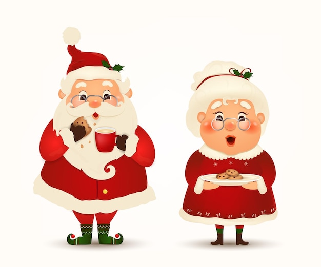 Premium Vector | Mrs claus together cartoon character