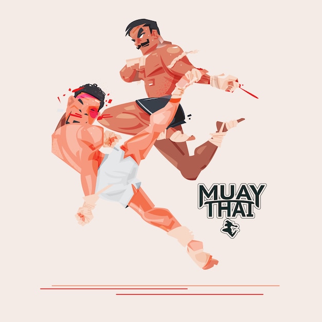 ムエタイタイのボクシング 格闘技と格闘技のコンセプト プレミアムベクター