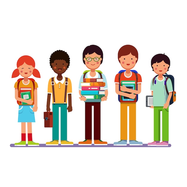 Download Free Vector | Multi ethnic group of school students kids