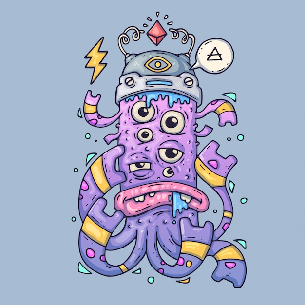 Multi-eyed cartoon monster. funny creature. cartoon vector illustration ...