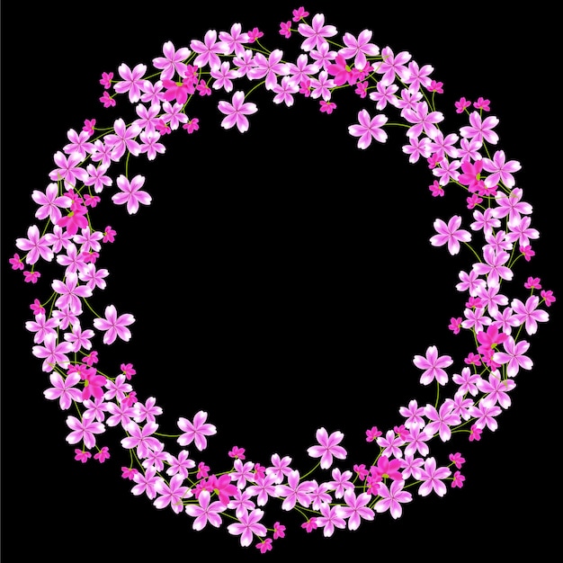 Download Multi purpose cherry blossom flower circle border Vector ...