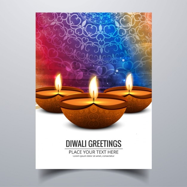 Multicolor brochure with lights diwali