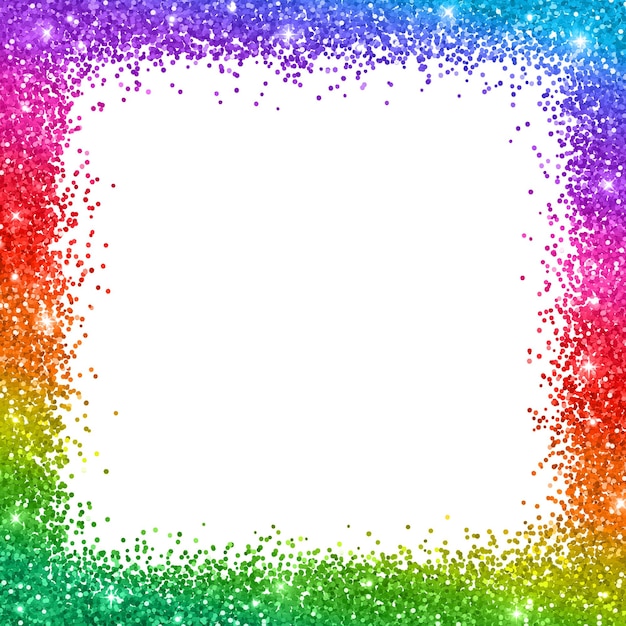 Premium Vector Multicolor Glitter Border Frame On White Background